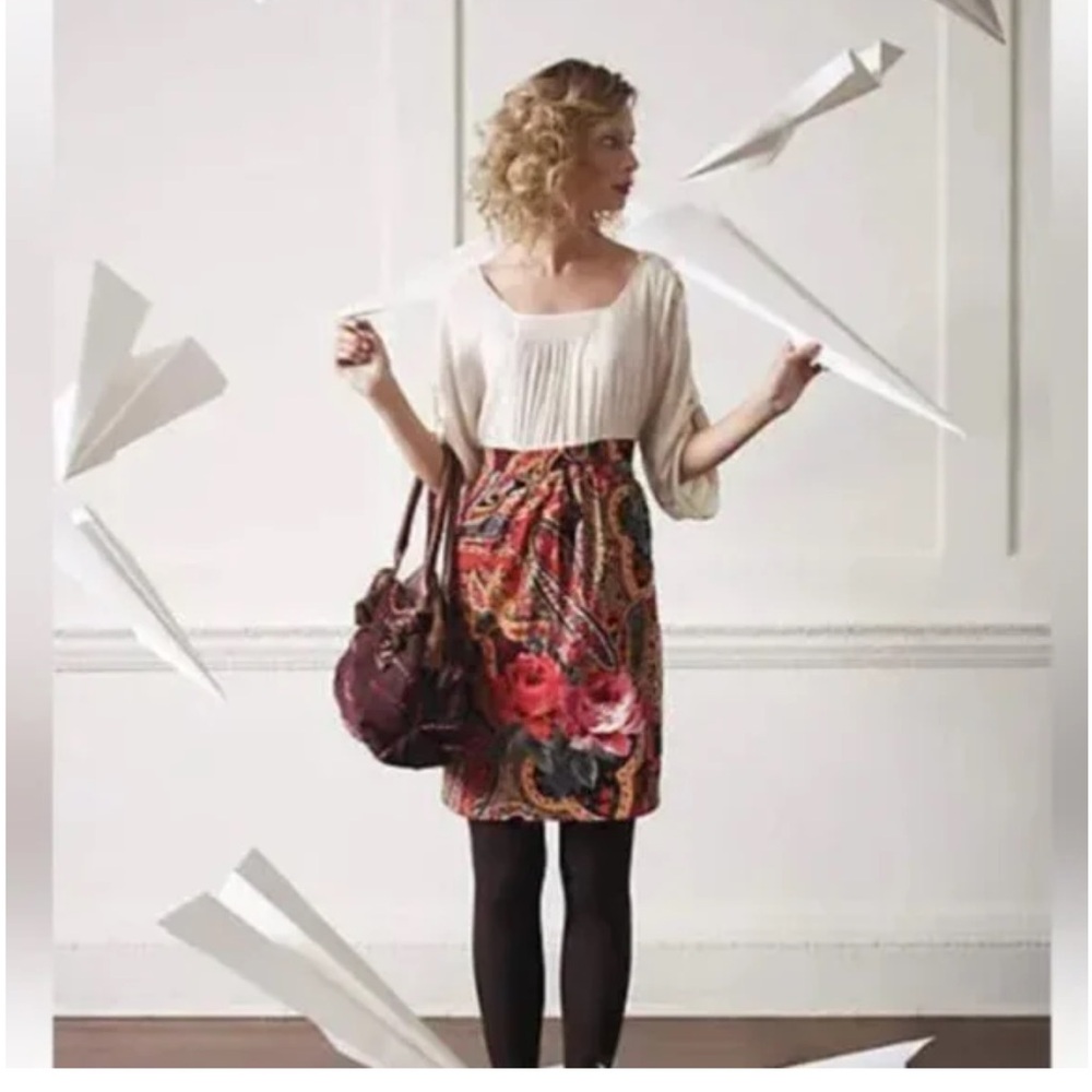 Women's Anthropologie Edme & Esyllte Easy As Pie Paisley Corduroy Dress BOHO 0